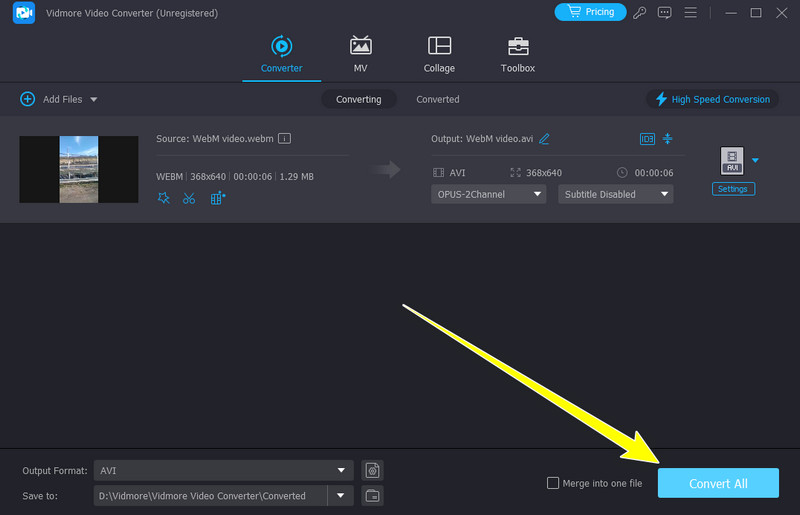 Convert All-Schaltfläche AVI Vidmore