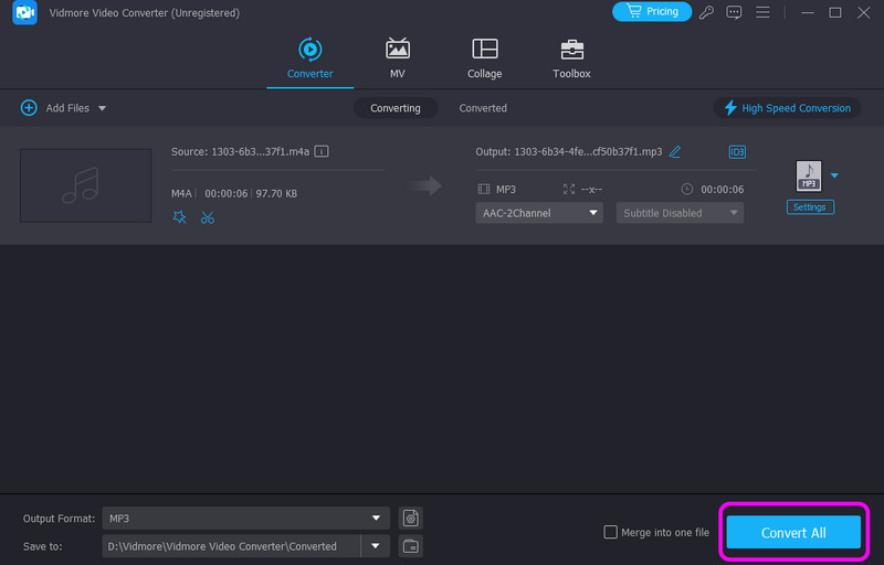 Convert All – konvertiertes Audio speichern Vidmore