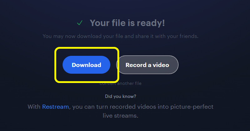 Konvertierte Audiodatei herunterladen Restream