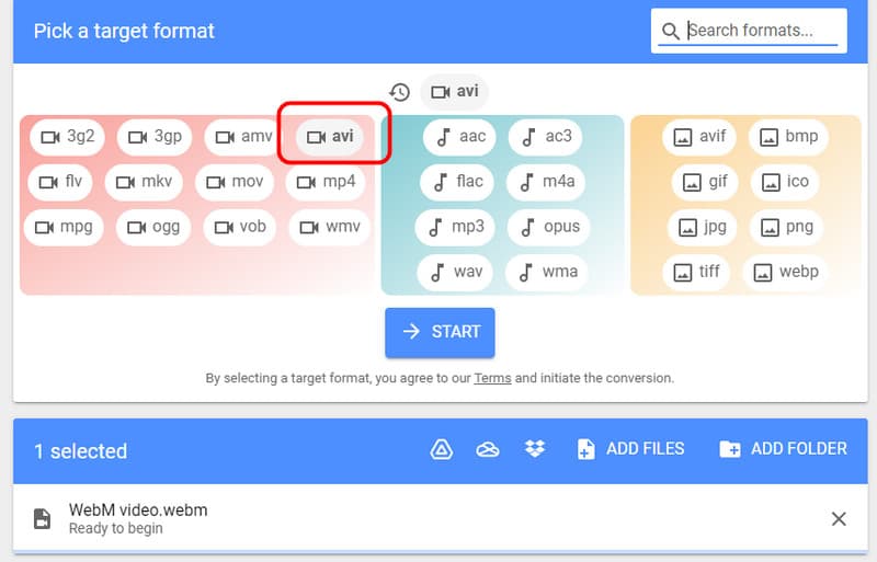 AVI auswählen MConverter