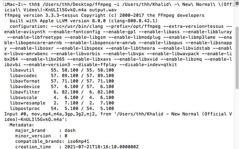 YT in WAV umwandeln Befehlszeilentool