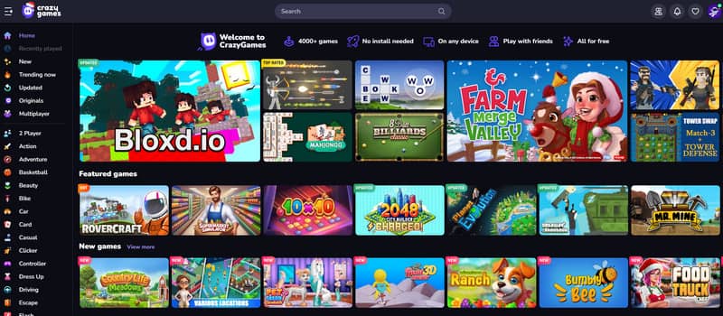 Crazy Games Spiele-Website