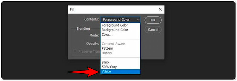 Option „Weiß“ auswählen