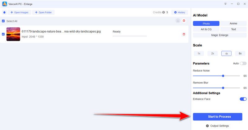 Start to Process – Image Enhancer