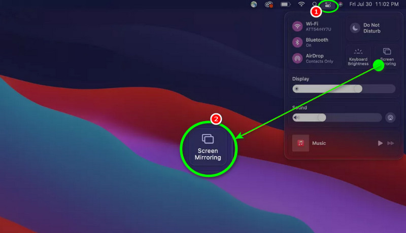 Kontrollzentrum – Bildschirmsynchronisierung