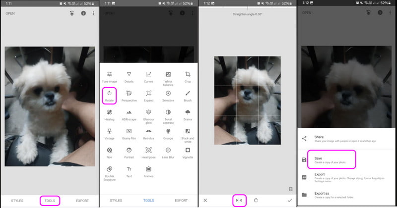 Foto spiegeln Snapseed