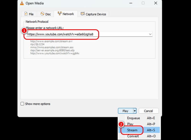 Link einfügen Nächster Stream VLC