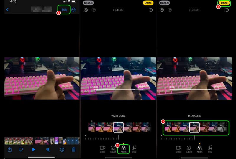 Filter im Video mit Fotos-App hinzufügen