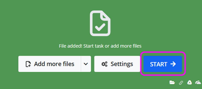 Auf „Start“ klicken Online‑Convert