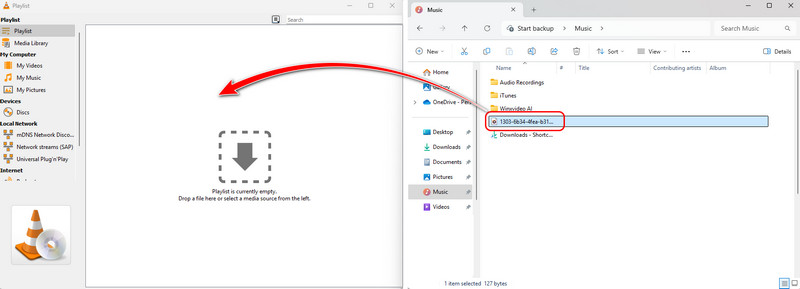 Drag & Drop M3U‑Wiedergabeliste VLC