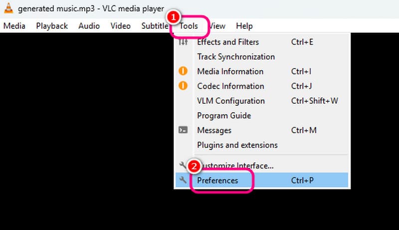 Tools Preferences VLC