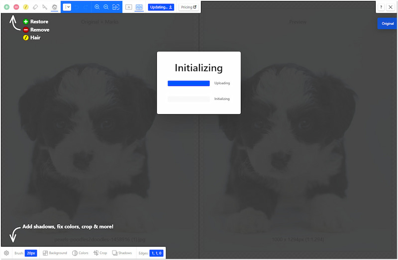 Hintergrundentfernung starten