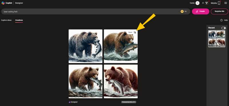 Bing AI Generator Speichern