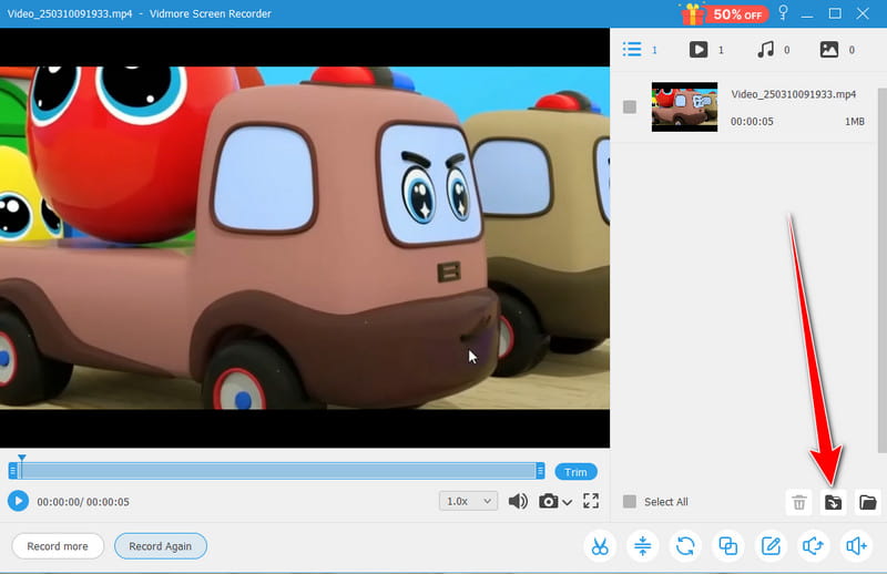 Aufgezeichnetes Video exportieren Vidmore