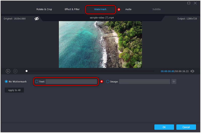 Wasserzeichen-Bereich auswählen