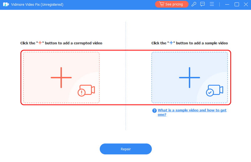 Video hinzufügen – roter und blauer Button Vidmore