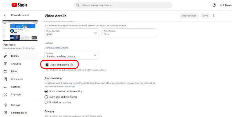 Videoeinstellungen ändern
