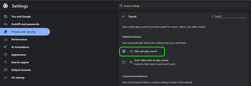 Browser-Soundeinstellungen prüfen