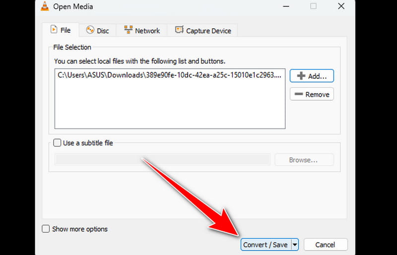 Unten auf Konvertieren/Speichern klicken