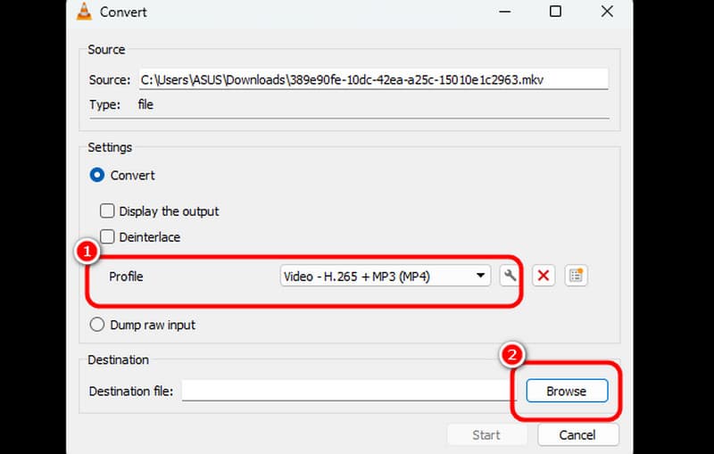 Profil MP4 wählen Durchsuchen