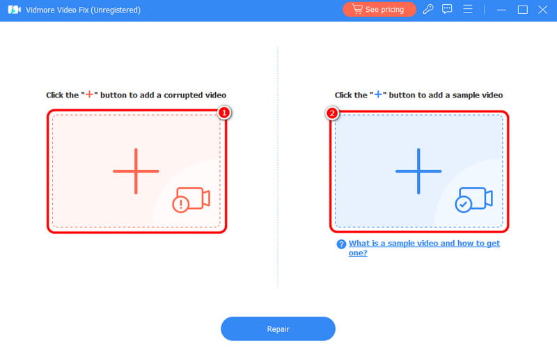 Rot‑blauer Plus‑Button – Vidmore