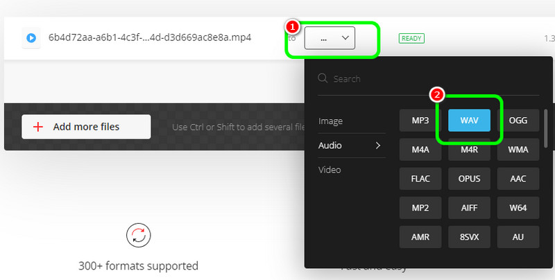 WAV-Format auswählen Convertio