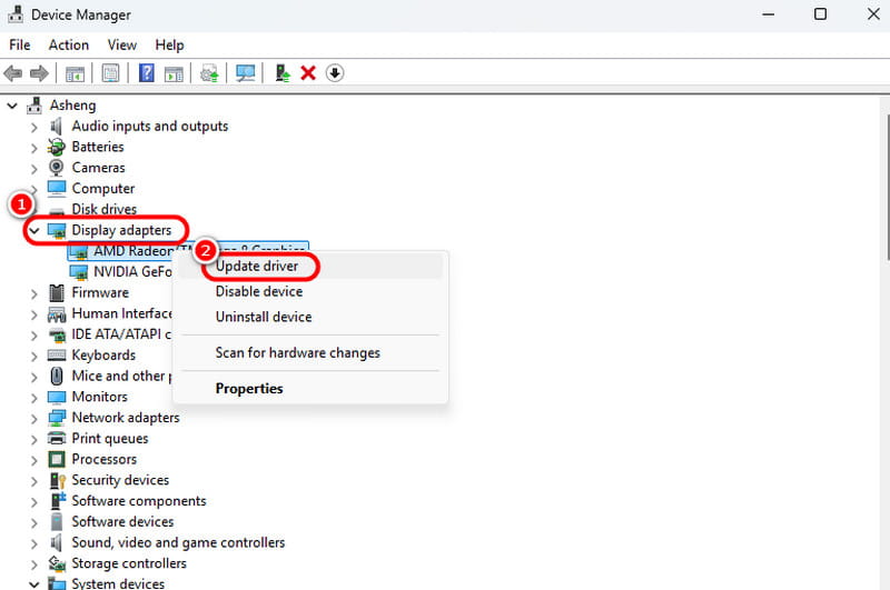 Anzeigetreiber aktualisieren