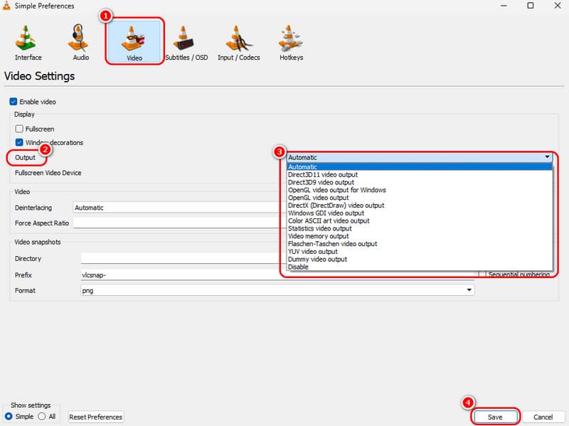 Ausgabe-Einstellungen anpassen
