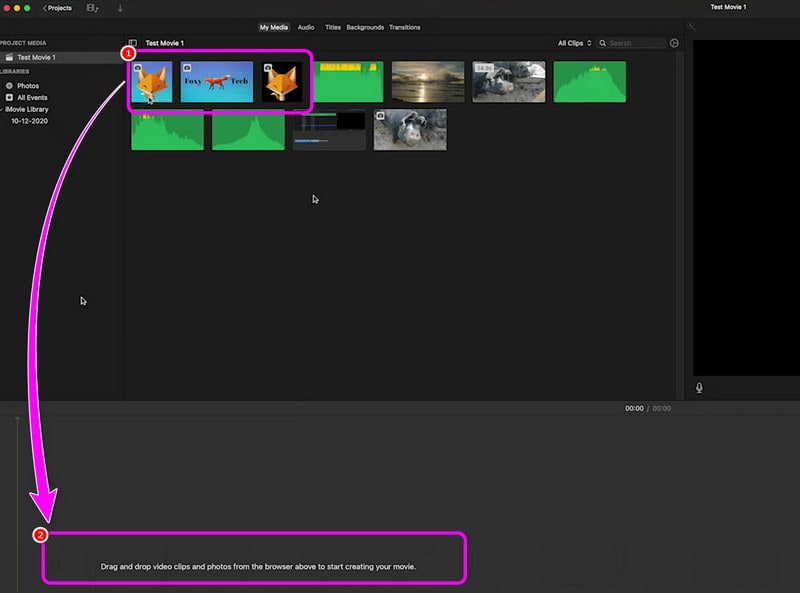 Klicken und ziehen MOV iMovie