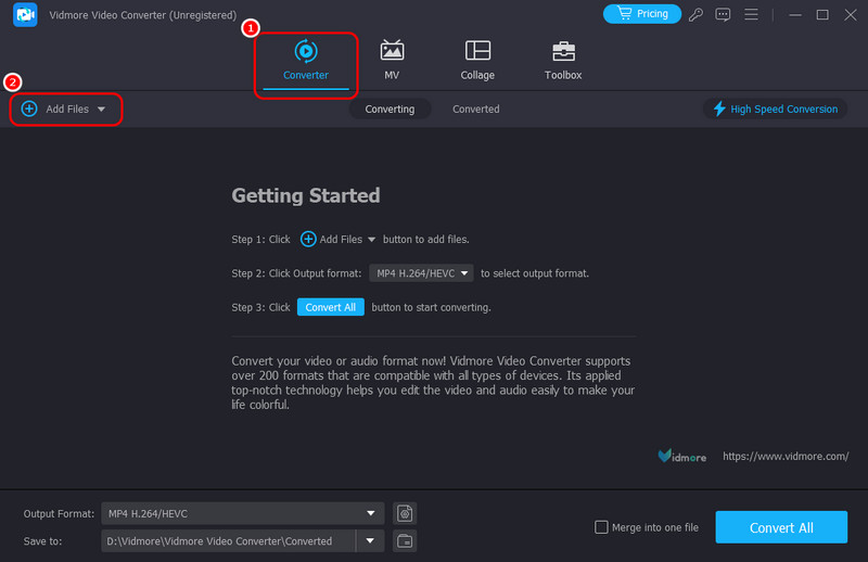 Konverter-Funktion: MOV-Datei zu Vidmore hinzufügen
