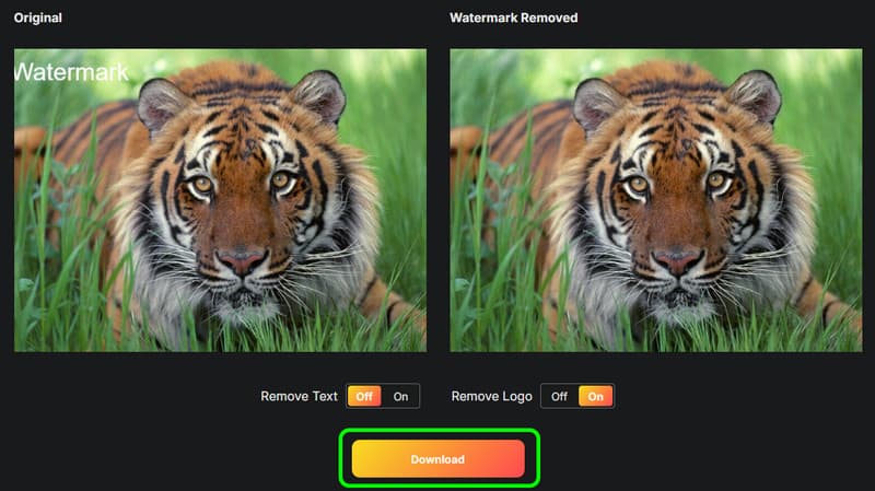 Laden Sie das Bild in Watermark Remover über „Save/Download“ herunter.