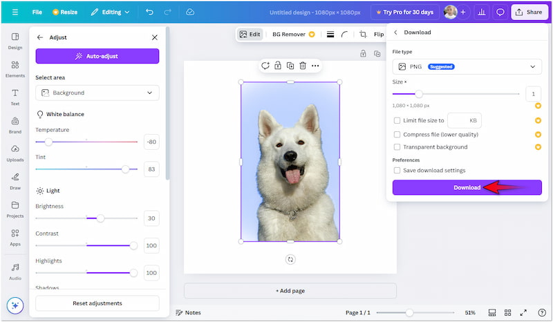 Geänderte Hintergrundfarbe speichern