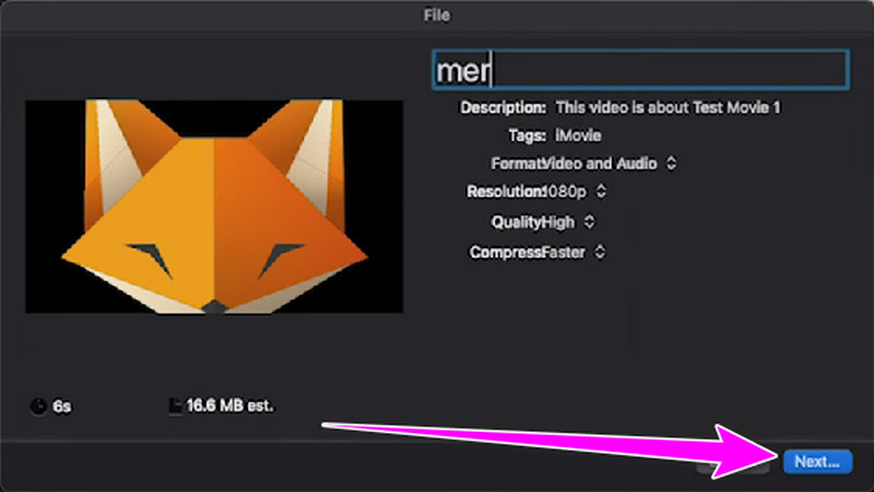 Endgültiges Video speichern iMovie