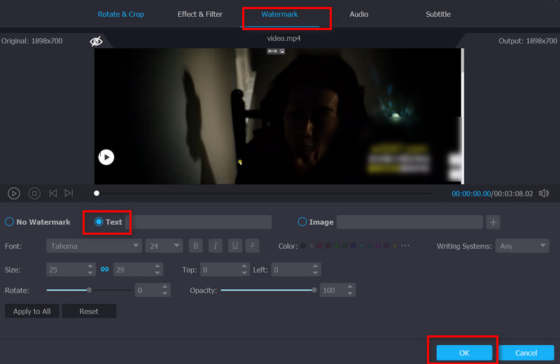 Vidmore – Text hinzufügen
