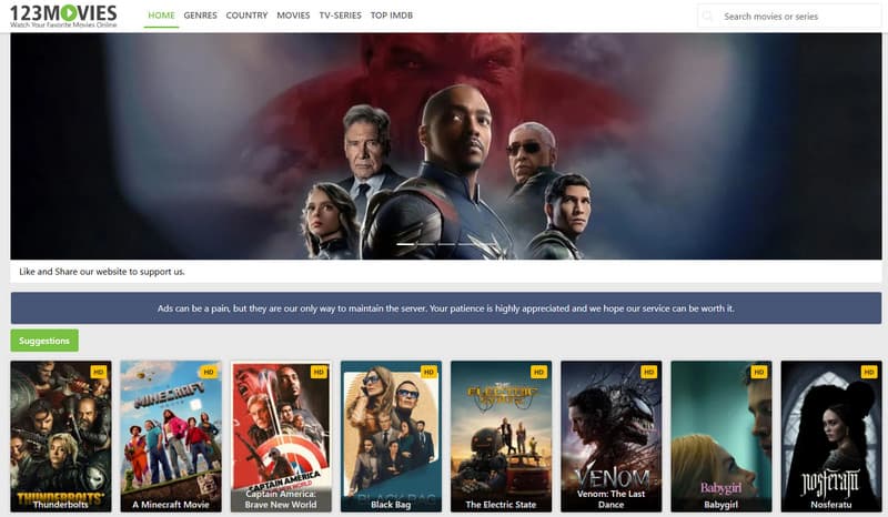 123 Movies Streaming-Seiten