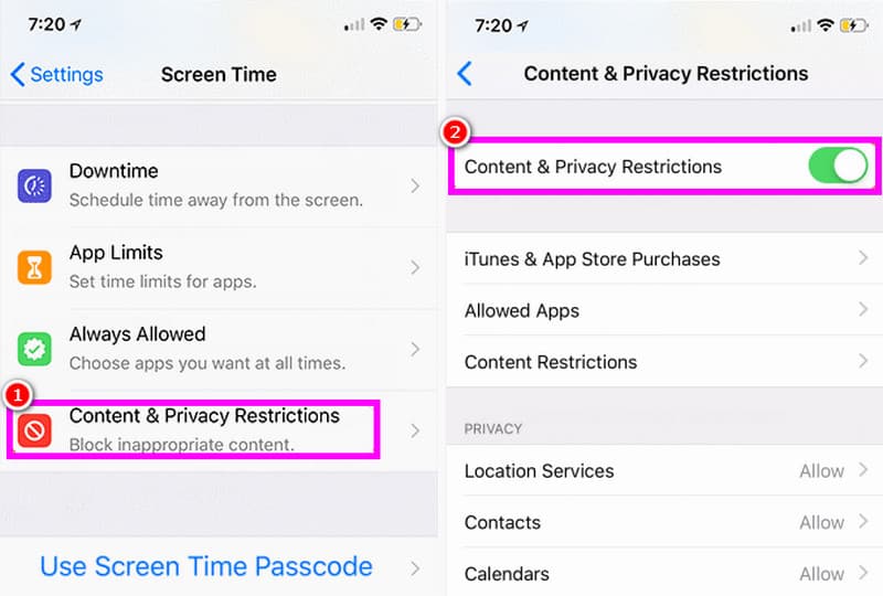 Inhalts‑ und Datenschutzbeschränkungen auf dem iPhone deaktivieren