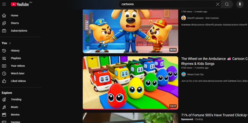 YouTube Cartoons ansehen