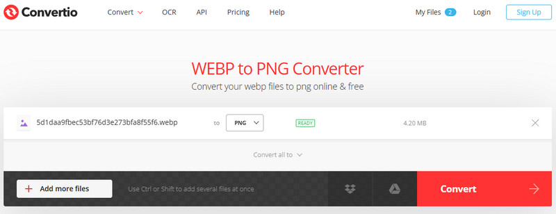 Convertio WebP-zu-PNG-Konverter