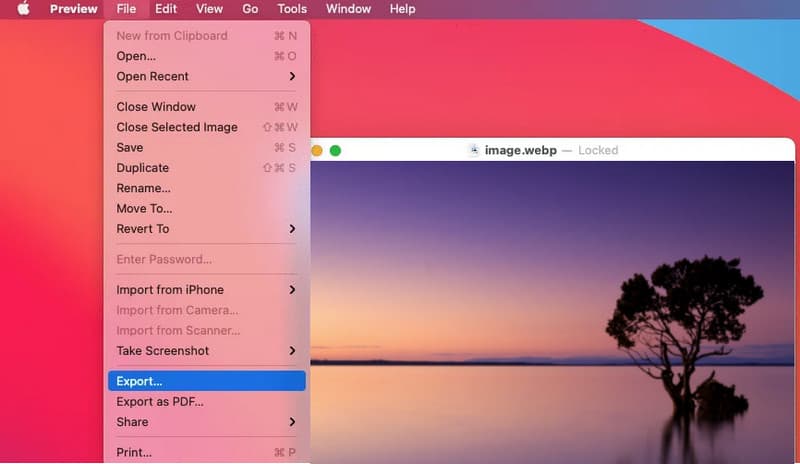 Mac Vorschau WebP-zu-PNG-Konverter