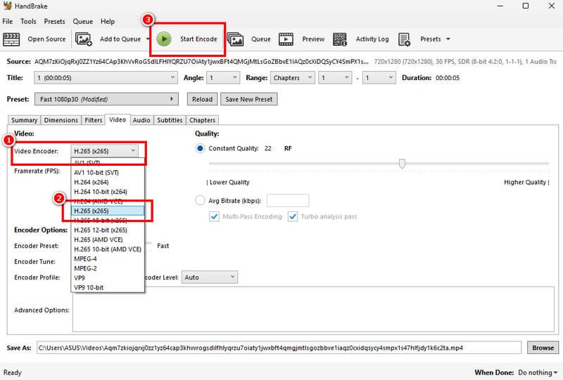MP4 in Hevc mit HandBrake umwandeln
