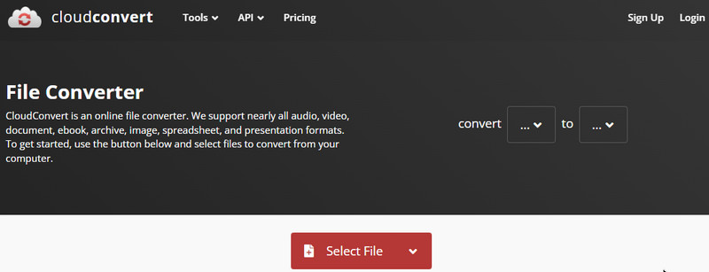 CloudConvert Datei auswählen