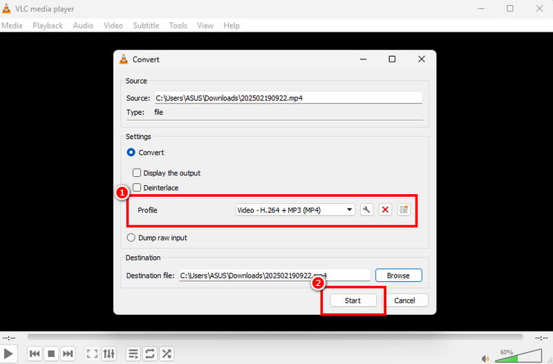 TRP mit VLC in MP4 konvertieren