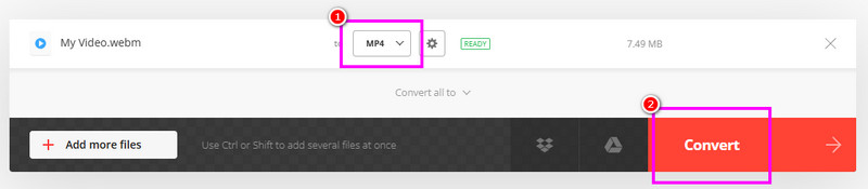 WebM in MP4 umwandeln – Convertio
