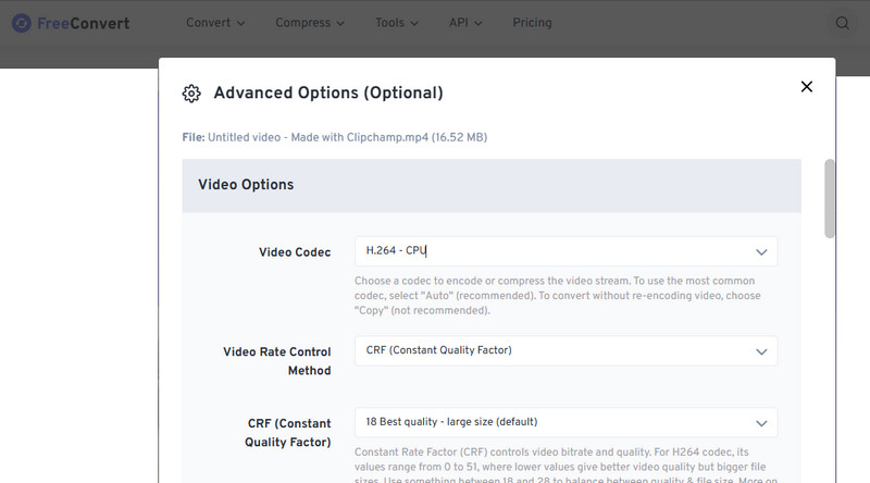 FreeConvert Videokompressor