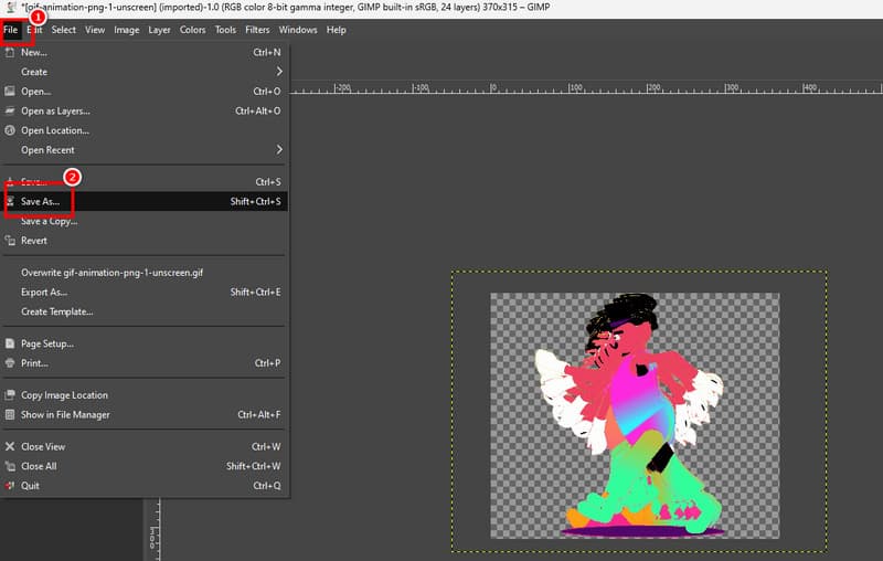 Skaliertes GIF speichern GIMP