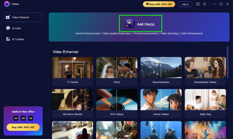 Dateien hinzufügen – Verpixeltes Video zu Vidhex hinzufügen