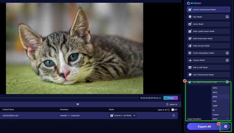 Ausgabeauflösung – Einstellungen in Vidhex