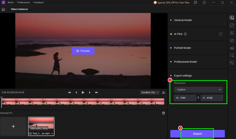 Video auf 8K hochskalieren HitPaw