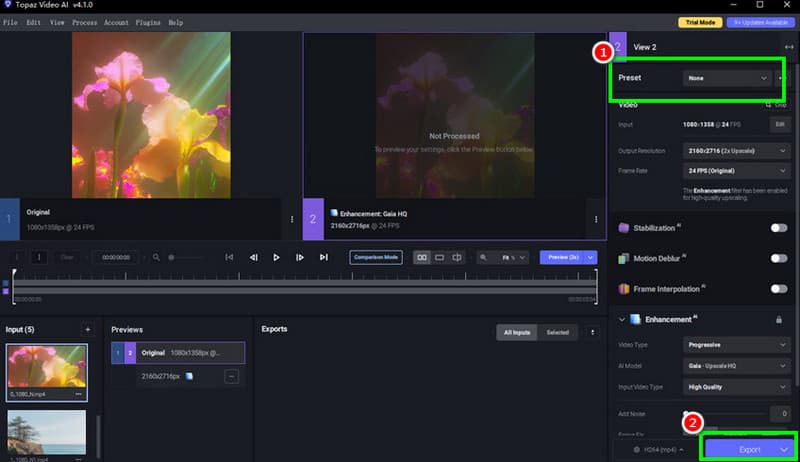 Video auf 8K hochskalieren Topaz