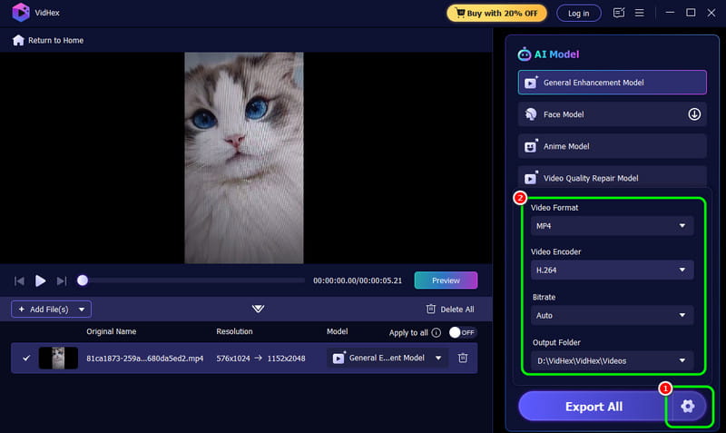 Einstellungen-Option Vidmore